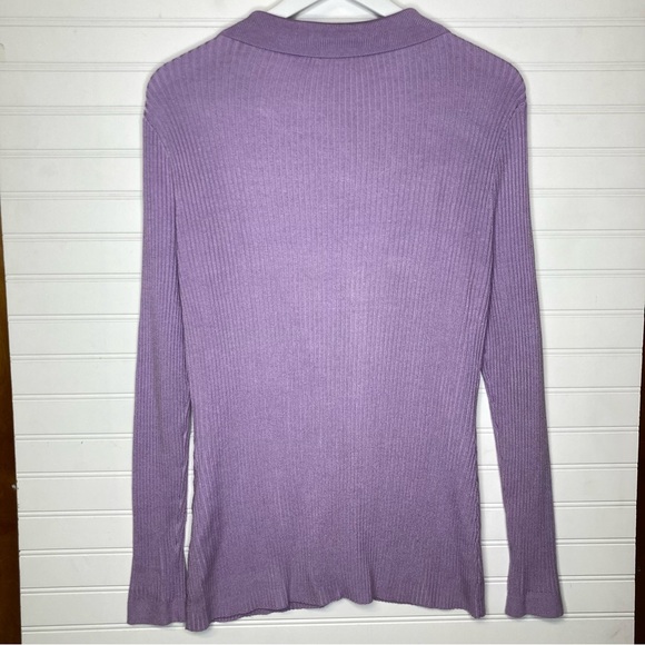 WHBM Button Down Collar Ribbed Blouse Size L - Picture 2 of 6